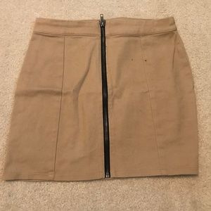Tan Zipper Up Cotton Skirt
